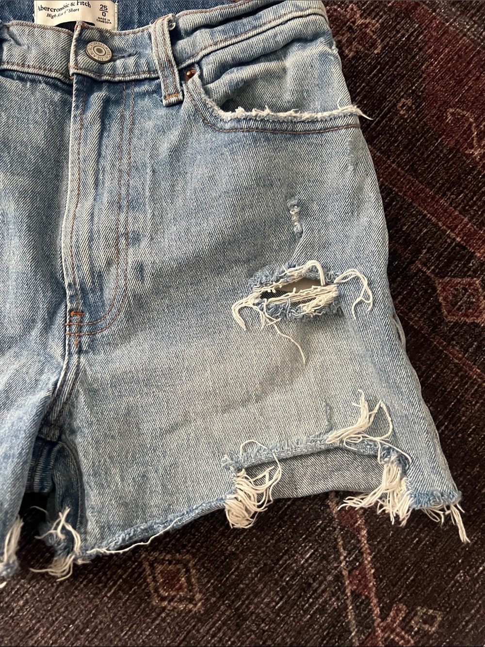 Abercrombie Light Blue Distressed Denim Shorts - Women - Picture 3 of 5